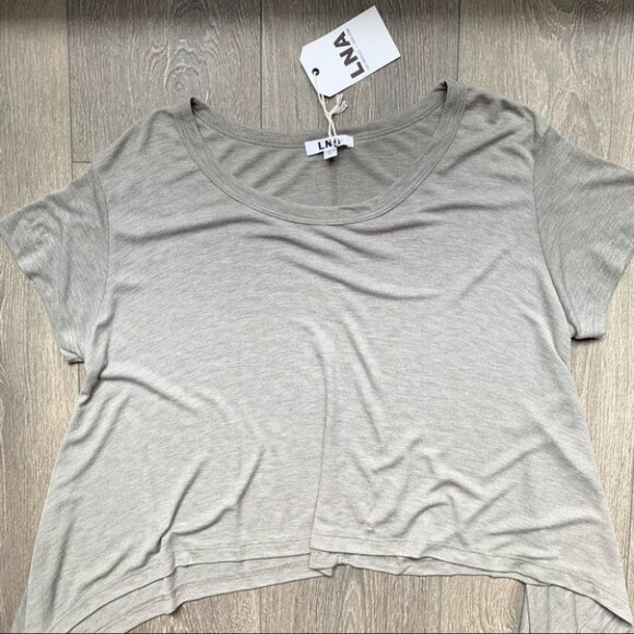 Revolve LNA Ribbon Tee Top T-Shirt Asymmetric Hem Short Sleeve Tie up Sides XS - Picture 7 of 16